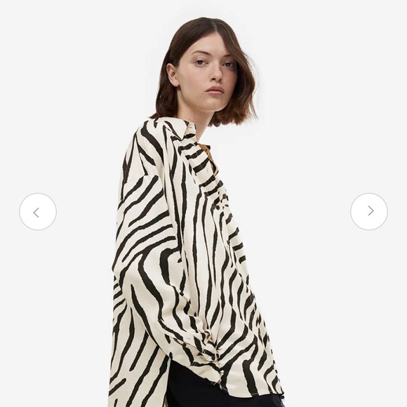 H&M Oversized Zebra Print Long Sleeve Button-Up Shirt - Black & Cream - Picture 10 of 10